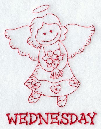 Heavenly Angel on Wednesday (Redwork)