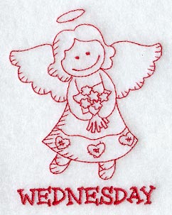 Heavenly Angel on Wednesday (Redwork)