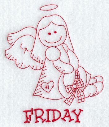 Heavenly Angel on Friday (Redwork)