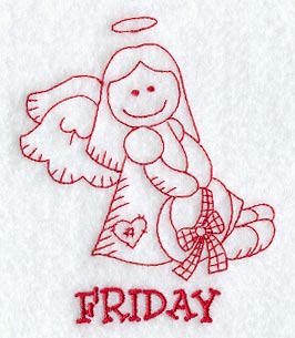 Heavenly Angel on Friday (Redwork)