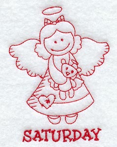Heavenly Angel on Saturday (Redwork)
