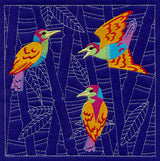 Birds and Bamboo Sashiko Square