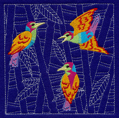Birds and Bamboo Sashiko Square