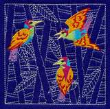 Birds and Bamboo Sashiko Square