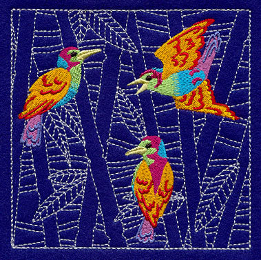 Birds and Bamboo Sashiko Square