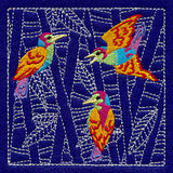 Birds and Bamboo Sashiko Square