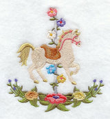Prancing Carousel Horse w/Flowers