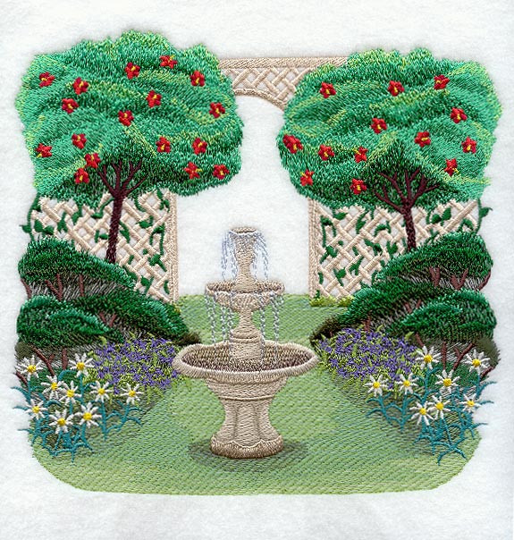 Garden Fountain Scene