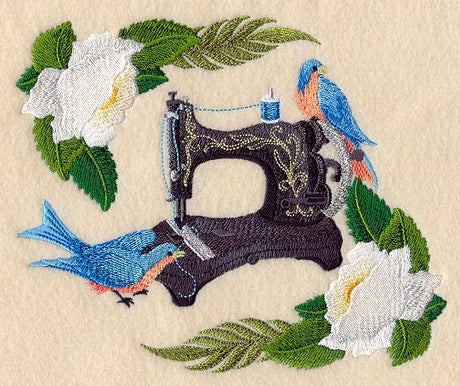 Antique Sewing Machine & Bluebirds