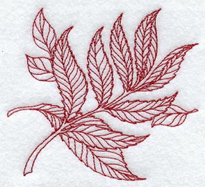 Pecan Leaves (Redwork)