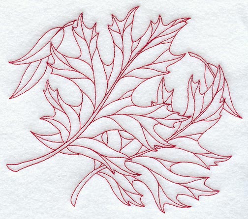 Red Oak Leaves (Redwork)