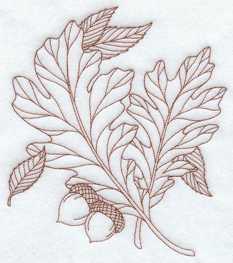 White Oak Leaves (Redwork)