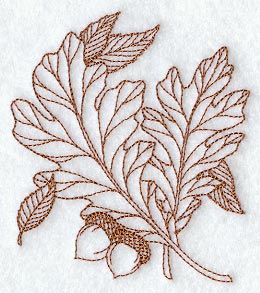 White Oak Leaves (Redwork)