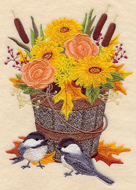 Fall Flowers and Chickadees