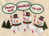 Peace and Goodwill Snowmen Trio
