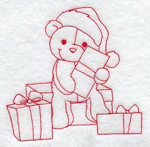 Teddy Bear's Christmas Gifts (Redwork)
