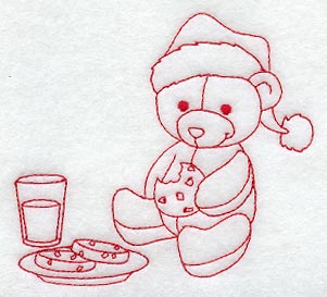 Teddy Bear's Christmas Snack (Redwork)