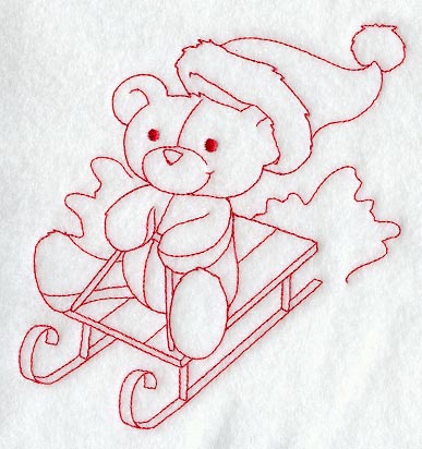 Teddy Bear's Christmas Ride (Redwork)