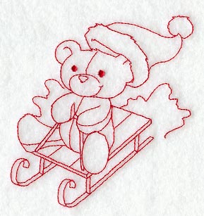 Teddy Bear's Christmas Ride (Redwork)
