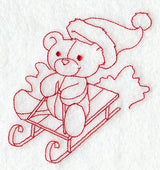 Teddy Bear's Christmas Ride (Redwork)