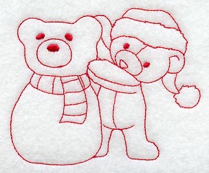 Teddy Bear's Frosty Friend (Redwork)