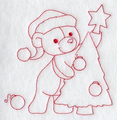 Teddy Bear Decks the Halls (Redwork)