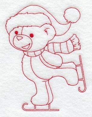 Teddy Bear's Season to Skate (Redwork)