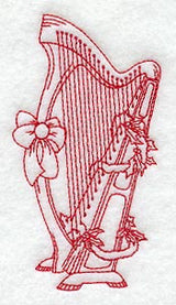 Christmas Harp (Redwork)