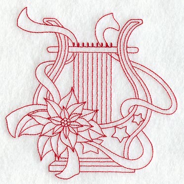 Christmas Lyre (Redwork)