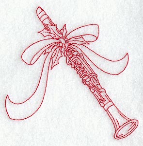 Christmas Clarinet (Redwork)