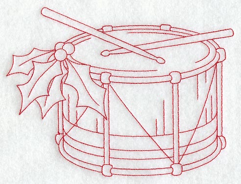 Christmas Drum (Redwork)