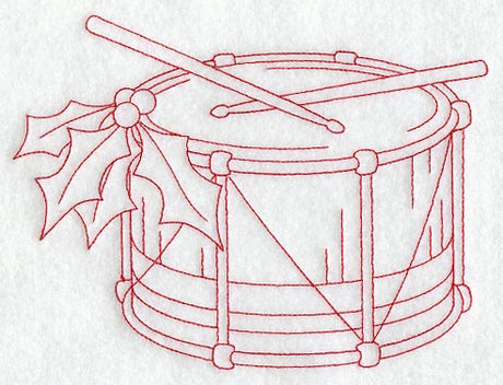 Christmas Drum (Redwork)