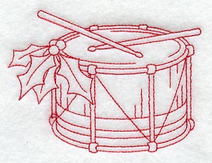Christmas Drum (Redwork)