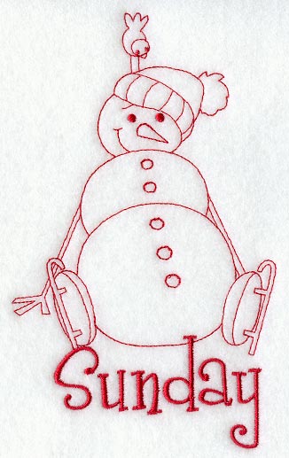 Snowman - Sunday (Redwork)