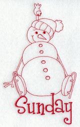 Snowman - Sunday (Redwork)