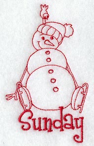 Snowman - Sunday (Redwork)