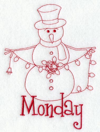 Snowman - Monday (Redwork)