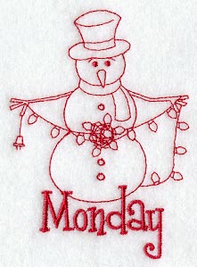 Snowman - Monday (Redwork)
