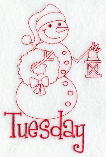 Snowman - Tuesday (Redwork)