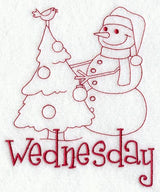 Snowman - Wednesday (Redwork)