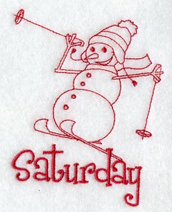 Snowman - Saturday (Redwork)