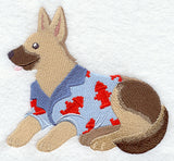 German Shepherd in Pajamas