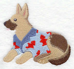 German Shepherd in Pajamas