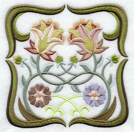 Art Nouveau Floral Square 6