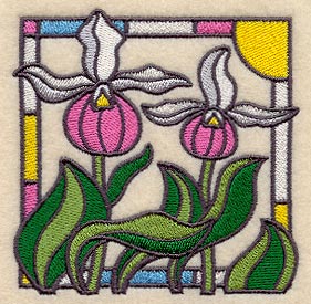 Stained Glass Lady's Slippers