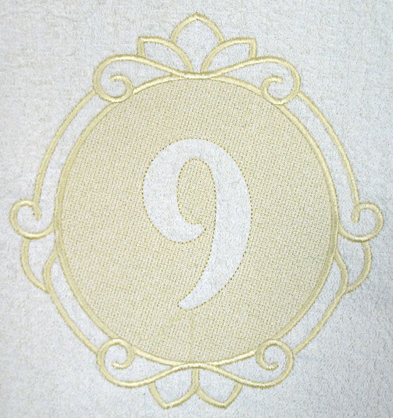 Script Number 9 - 7.8 Inch (Embossed)