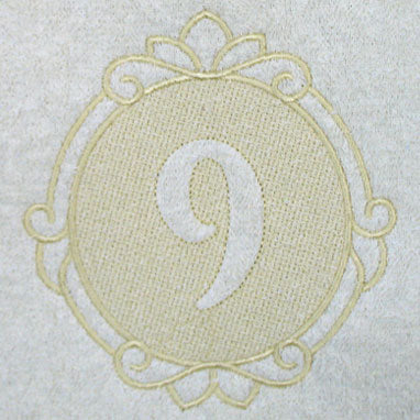 Script Number 9 - 7.8 Inch (Embossed)