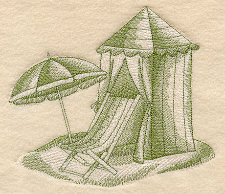 Shade Umbrella Beach Scene (Toile)