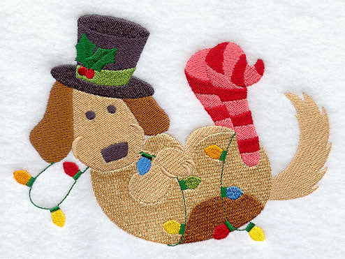 Top Hat and Tree Lights Dog