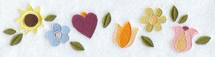 American Folk Flowers Border - Hearts